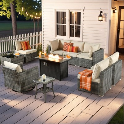 XIZZI Modular Outdoor Patio Furniture Set w/ Optional Coffee Table, Swivel Chair & Firepit - All-Weather, Waterproof & UV-Resistant