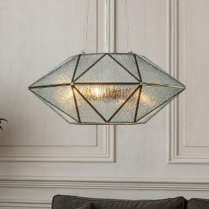 ALOADECOR 20'' 6-Light Dimmable Modern Geometric Chandelier With Textured Glass Accents Unique Statement Pendant Light For Dining Room Living Room - 1 of 4