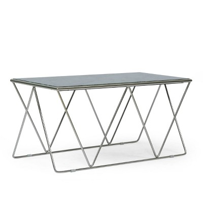 Sardis Modern Glam Handcrafted Marble Top Coffee Table Green/Gold - Christopher Knight Home: Durable Iron Base, No Assembly Required