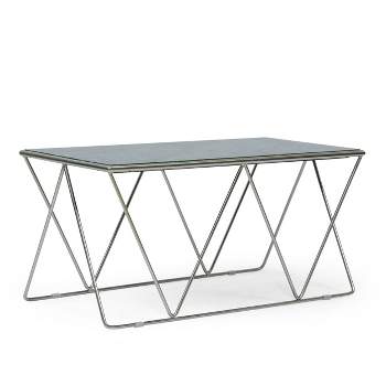 Sardis Modern Glam Handcrafted Marble Top Coffee Table Green/Gold - Christopher Knight Home