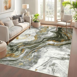 Acekool Machine Washable Area Rug, Non-Slip Low Pile Soft Accent Carpet, Easy-Clean Stain-Resistant Modern Abstract Rug for Living Room Bedroom Office - 1 of 4