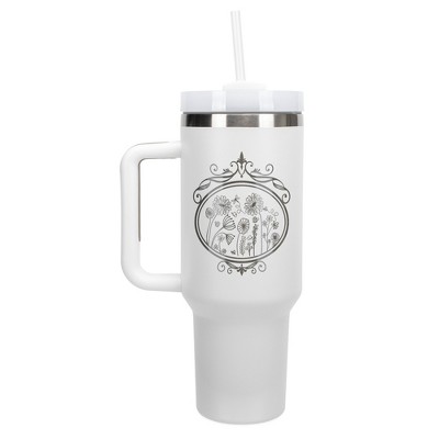 Elanze Designs Growing Wildflower Garden Mirror Wrap-Around 40 Oz. Stainless Steel Water Bottle Coffee Mug, Spill & Leak Resistant, Travel Tumbler