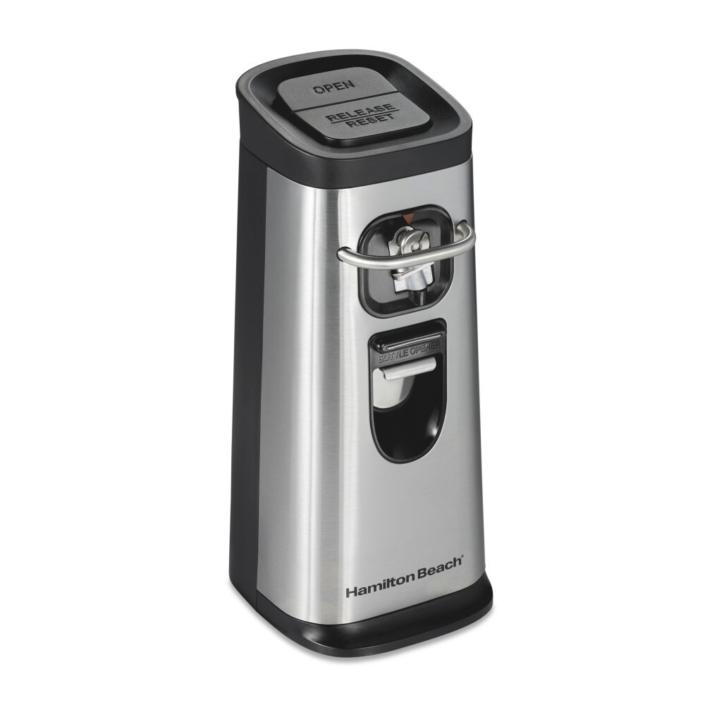 Hamilton Beach Smooth Touch Electric Can Opener with Knife Sharpener Bottle Opener Black Stainless Steel 76609