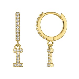 Junior Jewels 14K Gold Over Sterling Silver Cubic Zirconia Initials Drop Earrings - 1 of 2