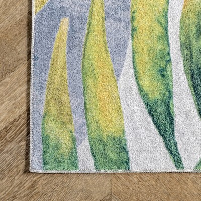 Amelia Multicolor Tropical Washable Rectangular Area Rug, 5' x 8'