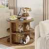 Tribesigns Half Round End Table, 3-Tier Farmhouse Nightstand with Storage, Fluted Semi-Circle Side Table for Bedroom, Living Room, Brown - 4 of 4