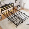 CAVINAS Queen Size Bed Frame with Wooden Headboard, Metal Bed Frame with RGB Lights, Charger, Storage Shelf, Noise-Free - 4 of 4