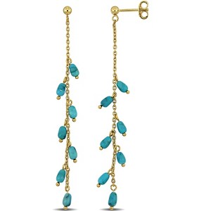 EVERLY JEWELRY | Yellow Plated Sterling Silver 3 3/4 CT TGW Composite Light Blue Turquoise Curb Link Chain Drop Earrings - 1 of 4