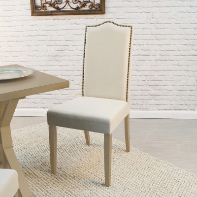High Back Weathered Gray Linen Parsons Side Chair