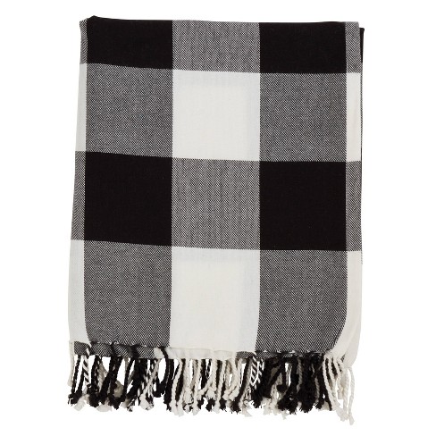 Buffalo Plaid Throw Blanket Black Saro Lifestyle