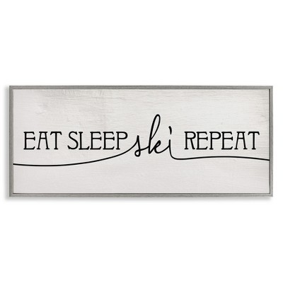 Stupell Industries Eat Sleep Ski Repeat Phrase, 30" x 13"