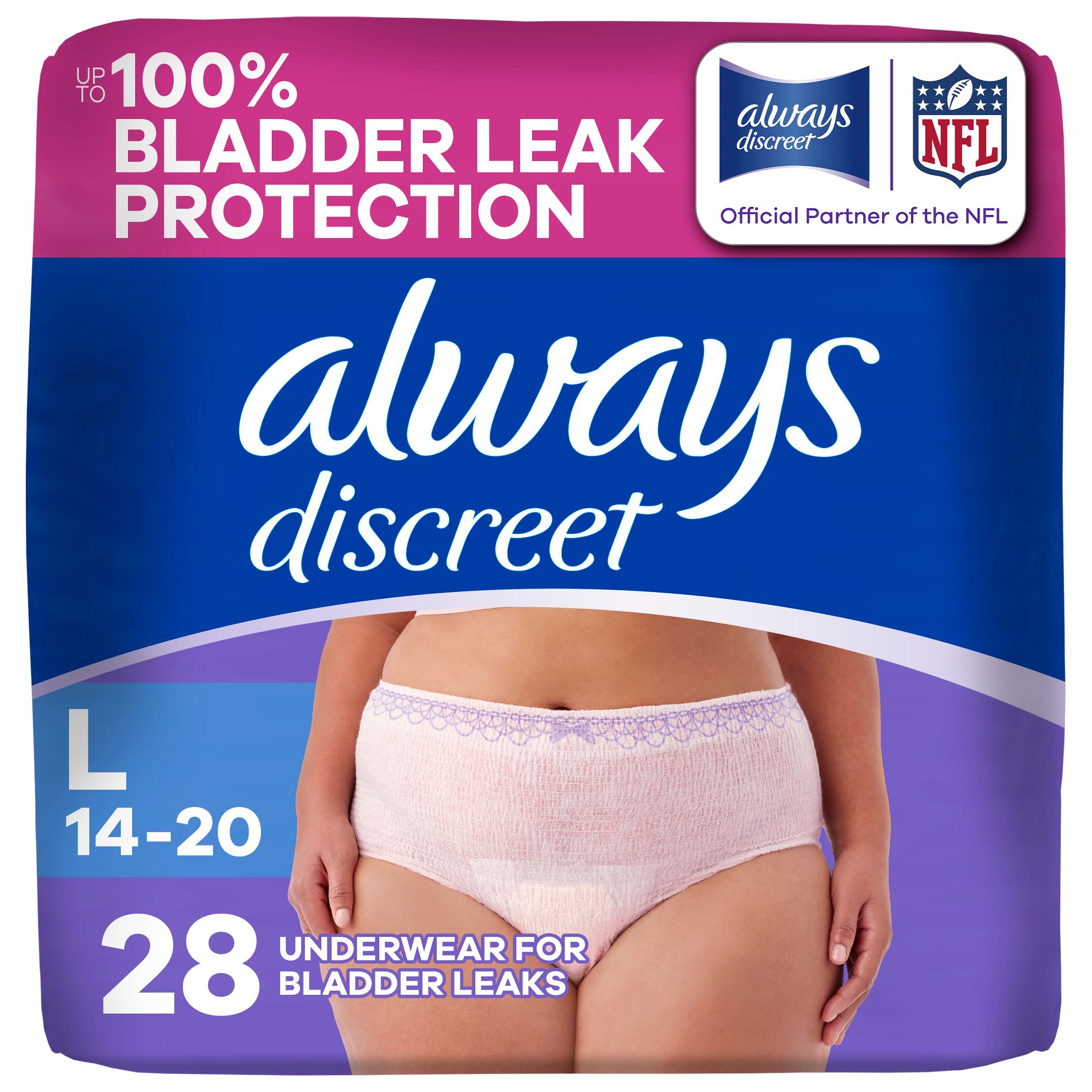 Always Discreet Adult Postpartum Incontinence Underwear for Women - Maximum Protection