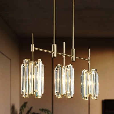 Rennnsan Thalor 35" W 3 - Light Liner Crystal Modern Glam Dimmable Kitchen Island Pendant