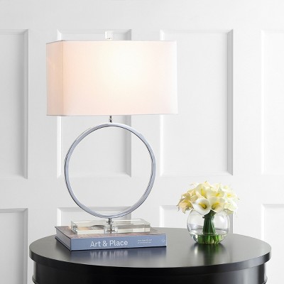 Phoenix 26" Chrome and White Cotton Table Lamp Set