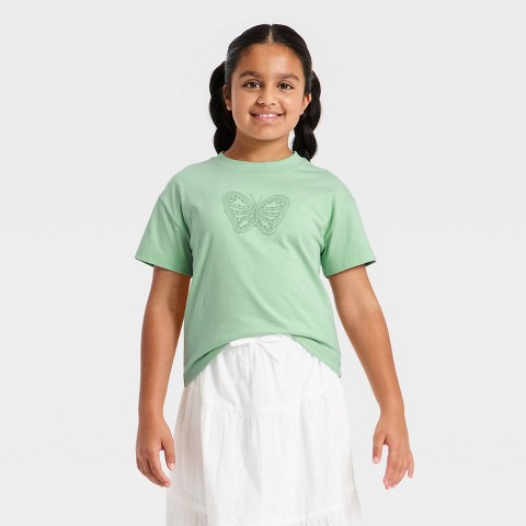 Детские Cat & Jack Girls' Short Sleeve Butterfly T-Shirt - Cat & Jack™ Dusty Mint M