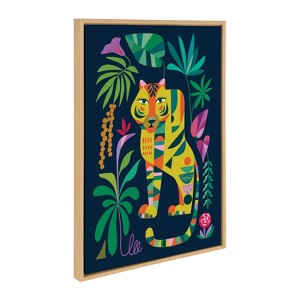 Kate & Laurel All Things Decor 23"x33" Sylvie Tiger in The Forest Wall Art by Rachel Lee Natural: Mid-Century Modern Canvas - 1 of 4