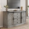 Farmhouse Sideboard with 4 Drawers and Sliding Barn Doors, 59 Inch Wide Buffet Cabinet for Dining Room and Living Room - 3 of 4