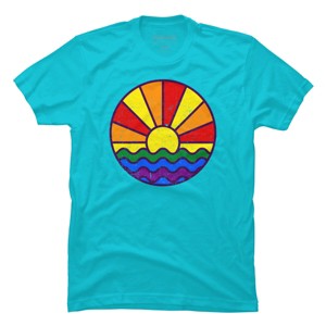 Design By Humans Summer LGBTQIA+ Pride Sunset Ocean By krobilad T-Shirt - 1 of 2
