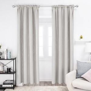 Deconovo Silver Dots Rod Pocket Curtains – 2 Panels, Light-Reducing & Stylish - 1 of 4
