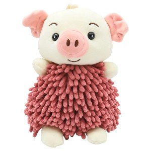 REGALWOVEN Bathroom Kitchen Cute Cartoon Piggy Chenille Soft Absorbent Hand Towel 7" x 11" 1 Pc - 1 of 4