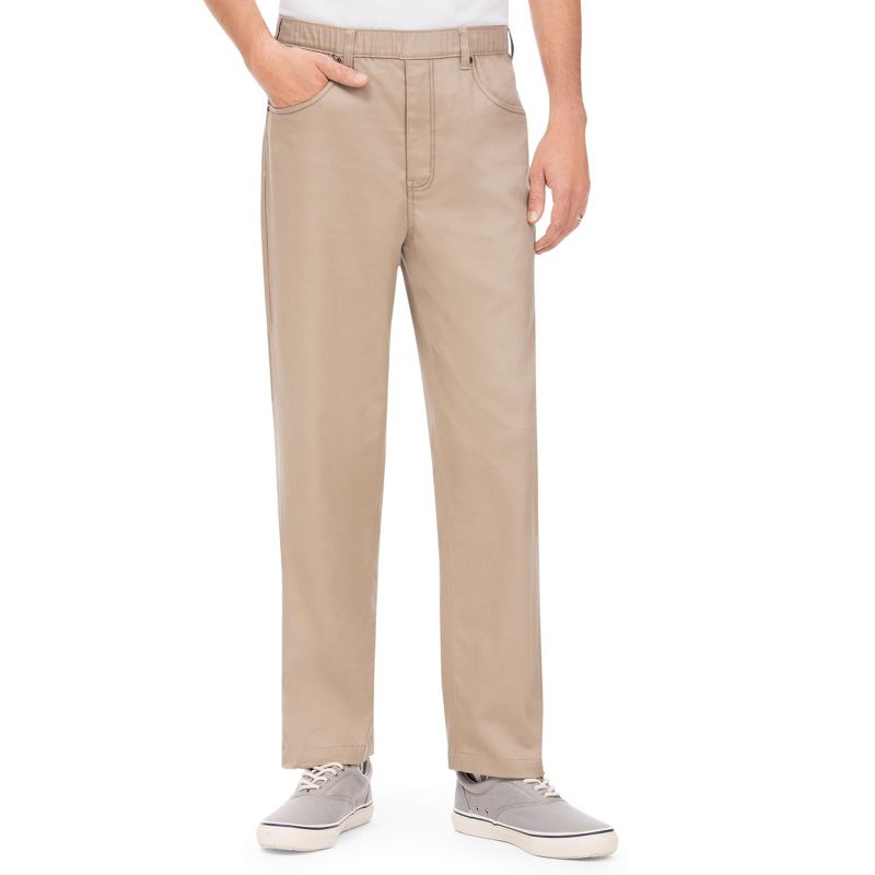 Collections Etc Men's Pull-On Elasticized Waist Twill Pants, 3 of 5