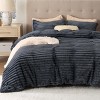 Bedsure Flannel Duvet Cover Set – Ultra Soft Plush with Shaggy Striped Pattern - 2 of 4