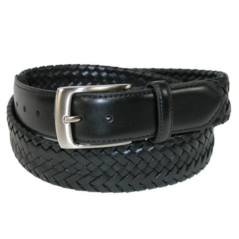 Danbury Men's Comfort Stretch Leather Braided Belt, 32, Black