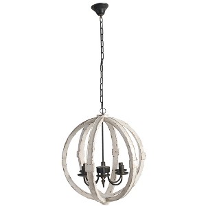VYNXARIA 6 - Light Distressed White Farmhouse Ceiling Lights, Hanging Chandelier with Adjustable Chain for Home Interiors - 1 of 4