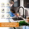 WOWOW 4 in. Single Handle Pull Down Sprayer Kitchen Faucet with Soap Dispenser - 3 of 4