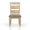 Ladder Back Side Chair Set of 2, Caramel Finish with Taupe Upholstered Seat, Rustic Farmhouse Dining Chairs - 3 of 4