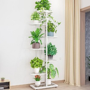 7 Tier 8 Potted Plant Stand Rack Multiple Flower Pot Holder Shelf Indoor Outdoor Planter Display Shelving Unit for Patio Garden Balcony - 1 of 4