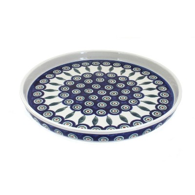 Blue Rose Polish Pottery Peacock Torte Plate