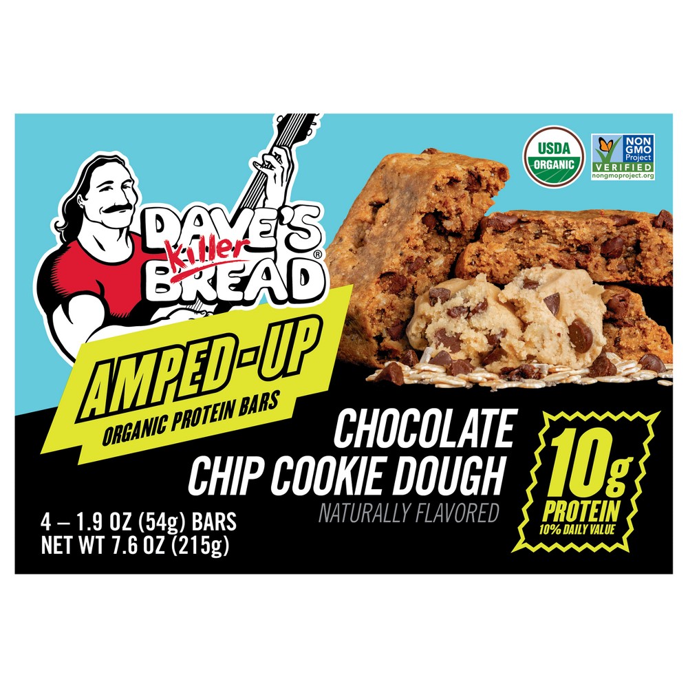 Dave's Killer Bread Amped-Up Chocolate Chip Cookie Dough Protein Bar - 7.6oz/4ct