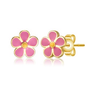 Guili Vibrant 14k Gold Plated Fuchsia-Pink & Yellow Enamel Daisy Stud Earrings – Bright, Playful Jewelry with a Fresh, Colorful Design - 1 of 3