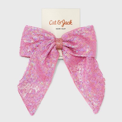 Girls&#39; Sequin Bow Barrette - Cat &#38; Jack&#8482; Pink