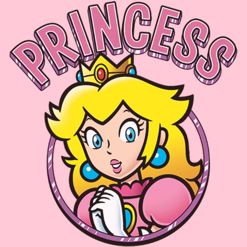 Girl's Nintendo Princess Peach Circle T-Shirt, 2 of 5