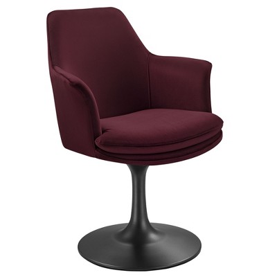 Modway Lippa Swivel Dining Armchair – Black Mulberry Velvet with Pedestal Base