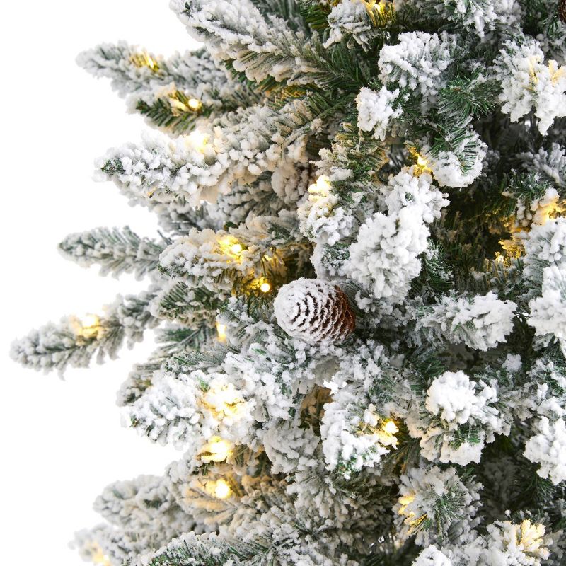 6ft Nearly Natural Pre-Lit LED Flocked Livingston Fir with Pinecones Artificial Christmas Tree Clear Lights, 4 of 9