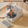 Large Stainless Steel Enclosed Cat Litter Box, High-Wall Dog-Proof with Flip-Top Lid, Removable Cover & Scooper, 17.32 in - 2 of 4