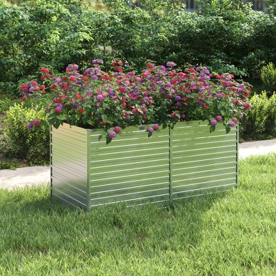 vidaXL Garden Raised Bed 63"x31.5"x30.3" Galvanized Steel Silver