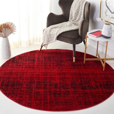 Red and Black Square Synthetic Area Rug