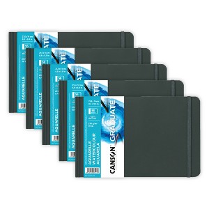 Canson Graduate Watercolor Art Book, Hard Cover Binding, 28 Sheet, 8.5x5.5 inch, Pack of 5 - 1 of 4