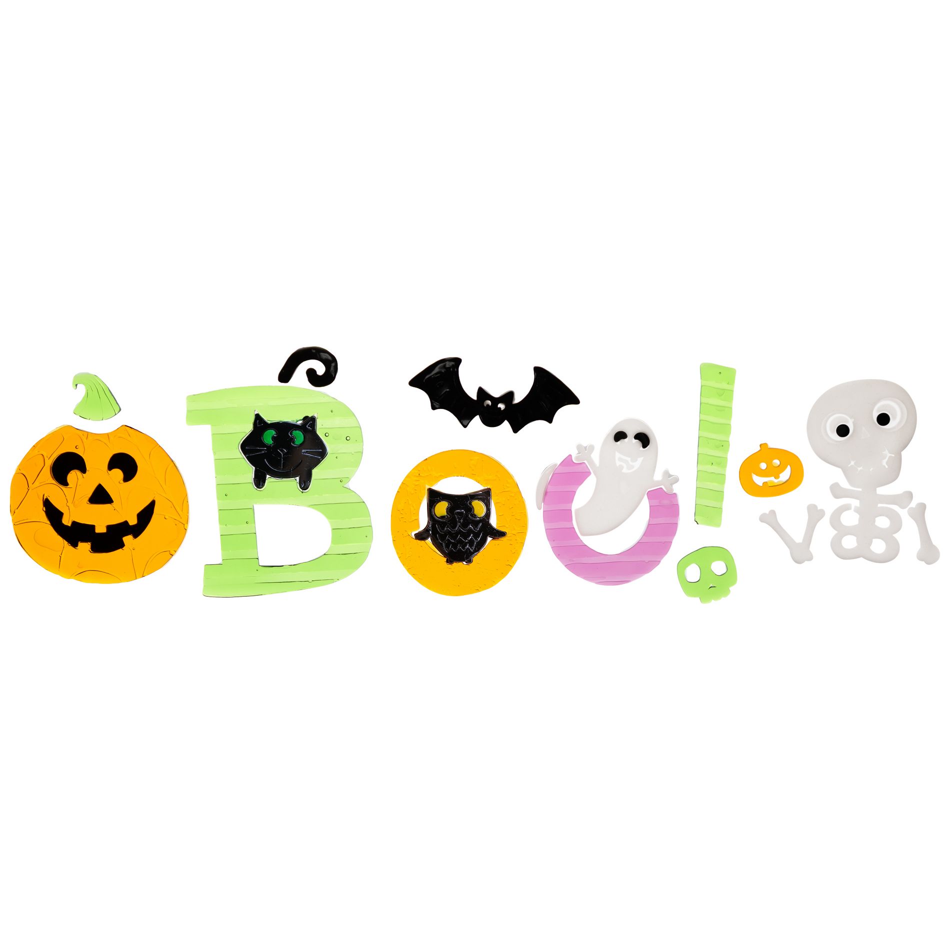 Northlight 14-Piece Orange and Green "Boo!" Halloween Gel Window Clings