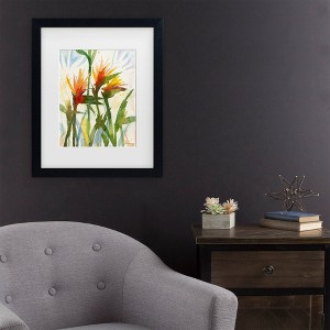Trademark Fine Art Sheila Golden Birds of Paradise Matted Framed Art - 1 of 4