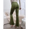 Women's Flare Velvet Corduroy Leggings Elastic High Waist Bootcut Pants Front Split Ribbed Yoga Casual Pants - 4 of 4