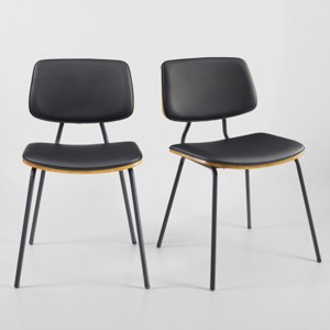 Art Leon Mid Century Modern Bentwood Dining Chairs with Faux Leather and Metal Frame, Set of 2 - 1 of 4