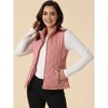 Allegra K Women's Stand Collar Lightweight Gilet Quilted Zip Vest - 2 of 4
