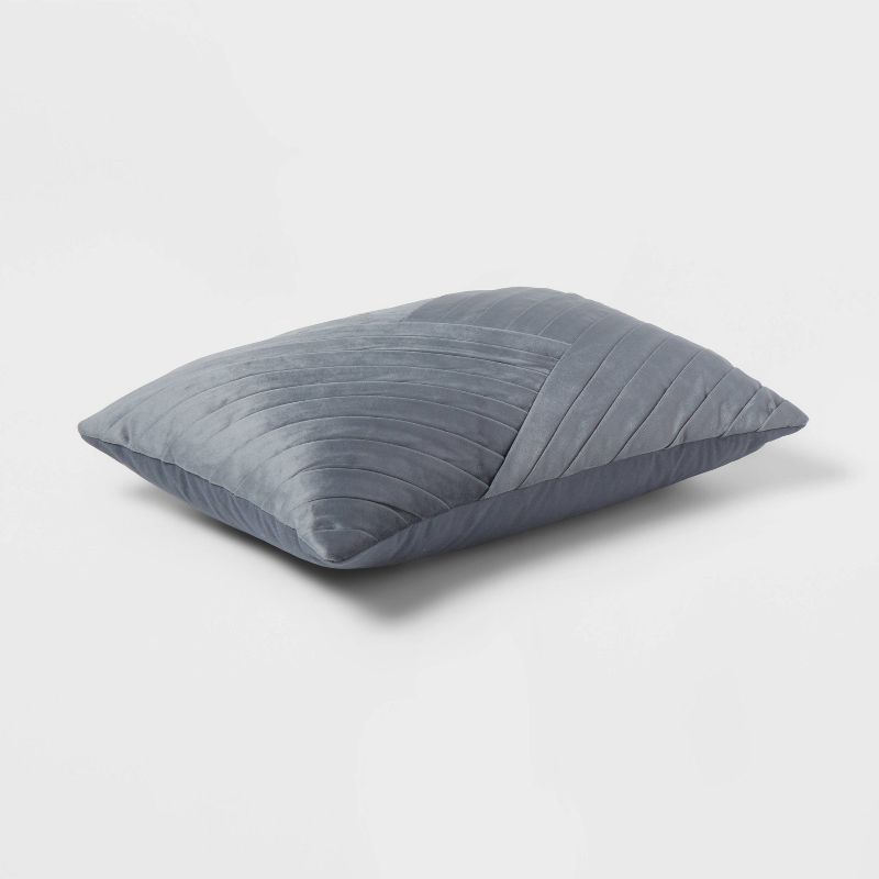 14&#34;x20&#34; Luxe Oblong Velvet Pleated Decorative Pillow Slate Blue - Threshold&#8482;, 3 of 5