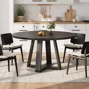 Round Dining Table with Sturdy Cross-Shaped Base & Adjustable Foot Pads for 4-6(Table Only) - 1 of 4