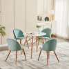FurnitureR Upholstered Velvet Dining Chair Mid Back Armless with Wood Legs for Home Kitchen Bedroom Living Room, Set of 2, AQUA - 4 of 4